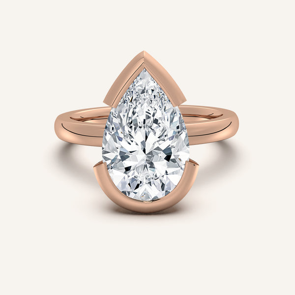 Half Bezel Engagement Ring | 14k Rose Gold