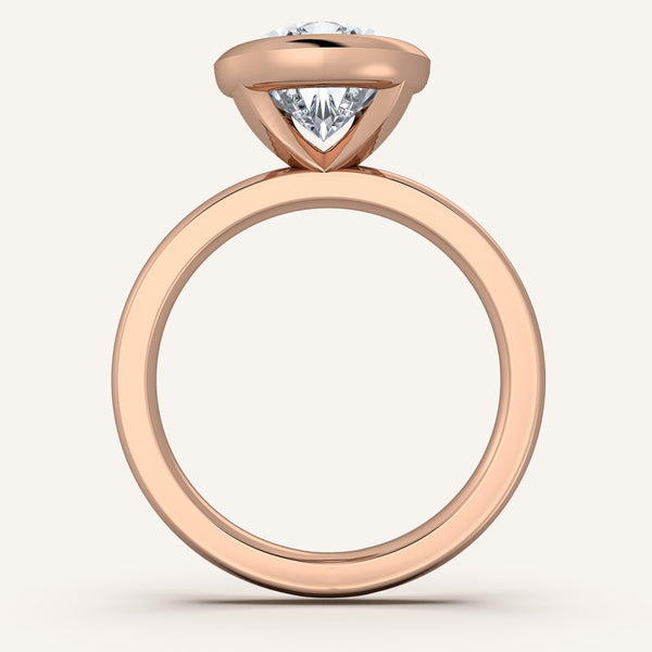 Half Bezel Engagement Ring | 18k Rose Gold