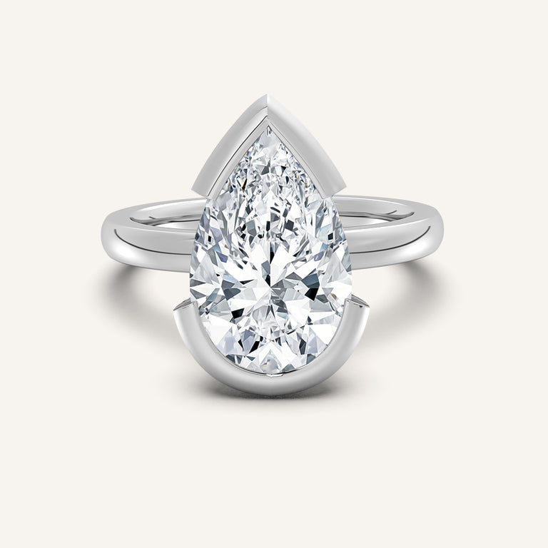 Image for Pear Shape Half Bezel Engagement Ring | Platinum
