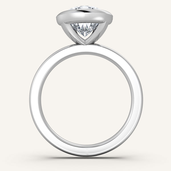 Half Bezel Engagement Ring | 18k White Gold