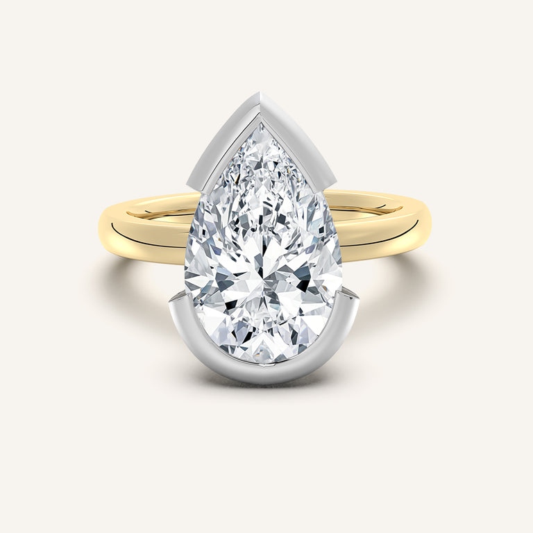 Image for Pear Shape Half Bezel Engagement Ring | 14k Two Tone