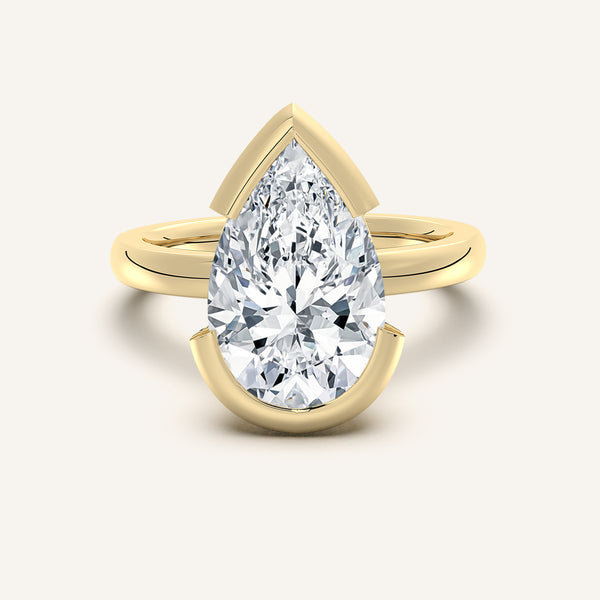 Half Bezel Engagement Ring | 18k Yellow Gold