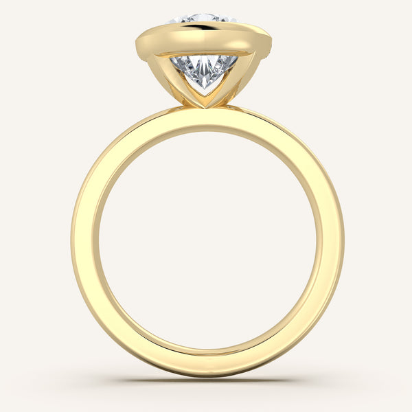 Half Bezel Engagement Ring | 14k Yellow Gold