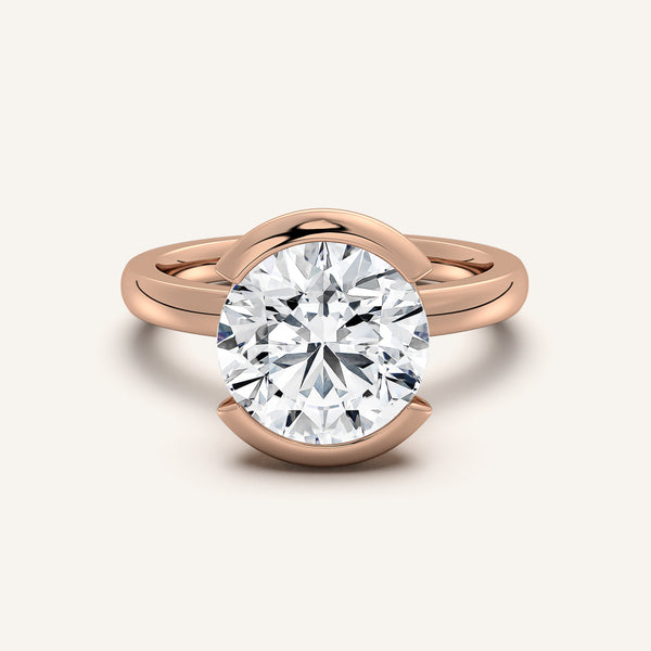 Half Bezel Engagement Ring | 14k Rose Gold