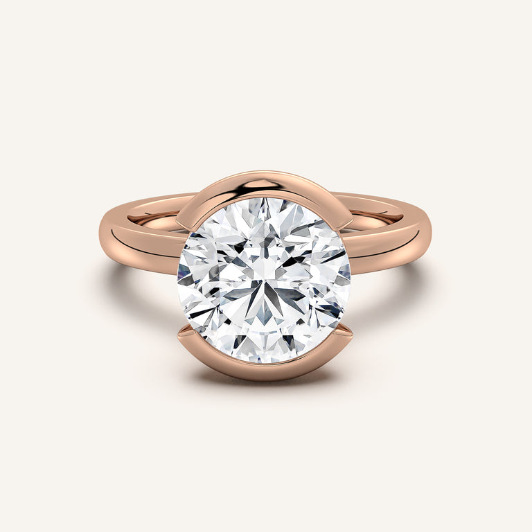 Image for Round Half Bezel Engagement Ring | 18k Rose Gold