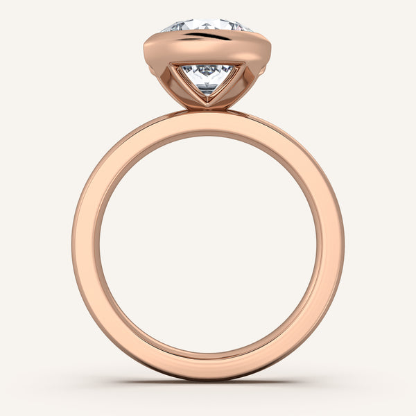 Half Bezel Engagement Ring | 18k Rose Gold
