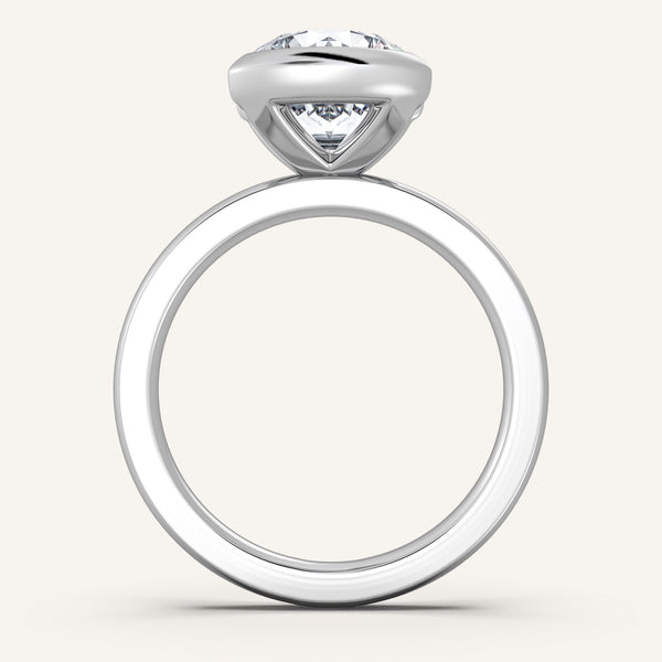 Half Bezel Engagement Ring | 18k White Gold