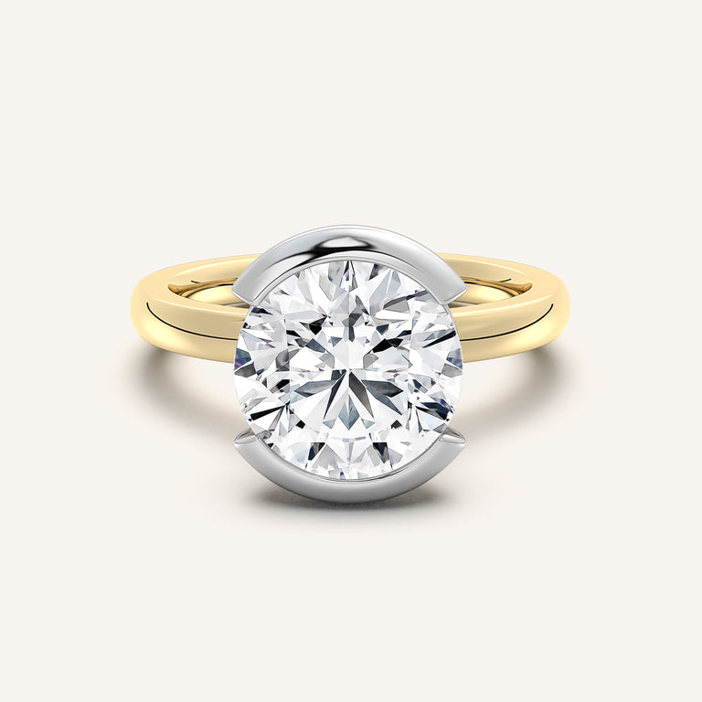 Image for Round Half Bezel Engagement Ring | 18k Two Tone