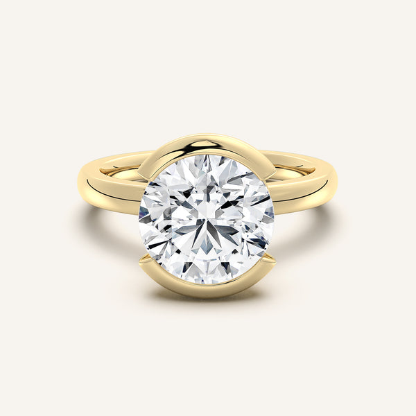 Half Bezel Engagement Ring | 18k Yellow Gold