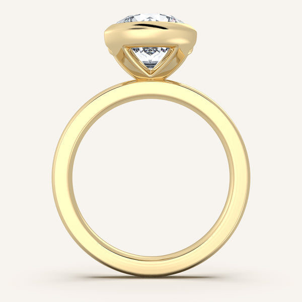 Half Bezel Engagement Ring | 14k Yellow Gold