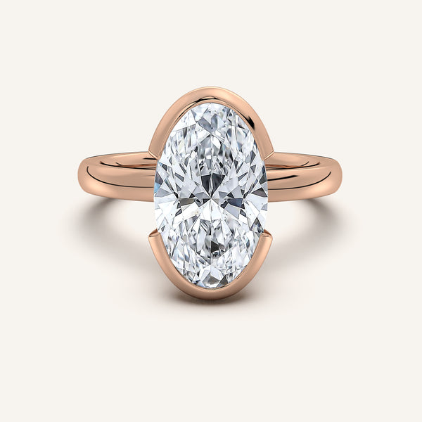 Moval Half Bezel Engagement Ring | 18k Rose Gold