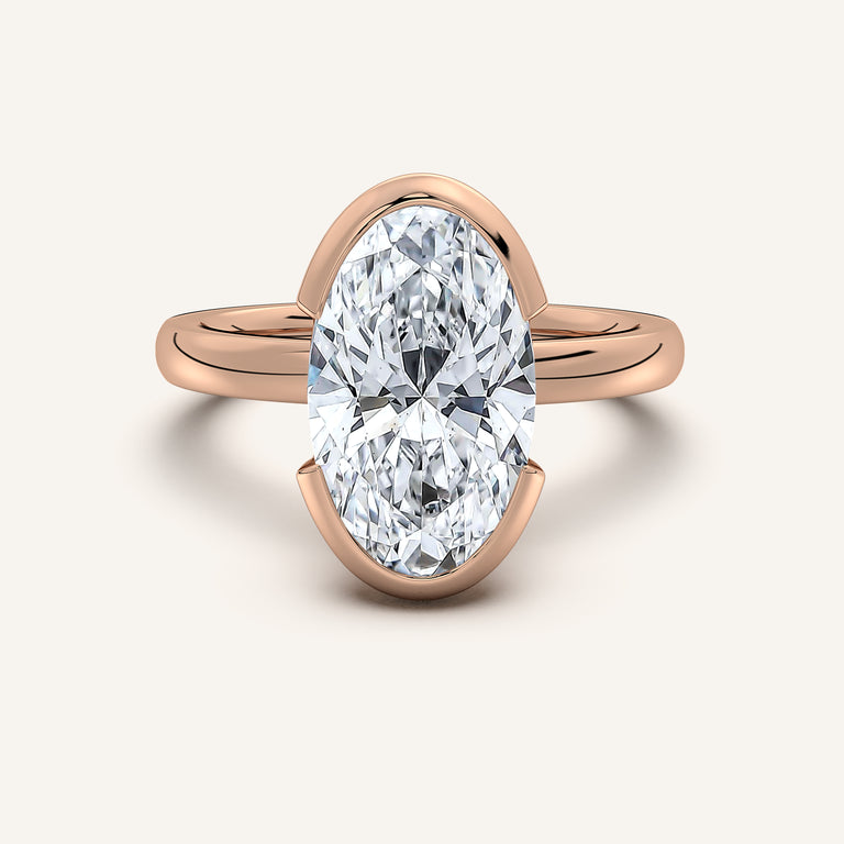 Image for Moval Half Bezel Engagement Ring | 18k Rose Gold