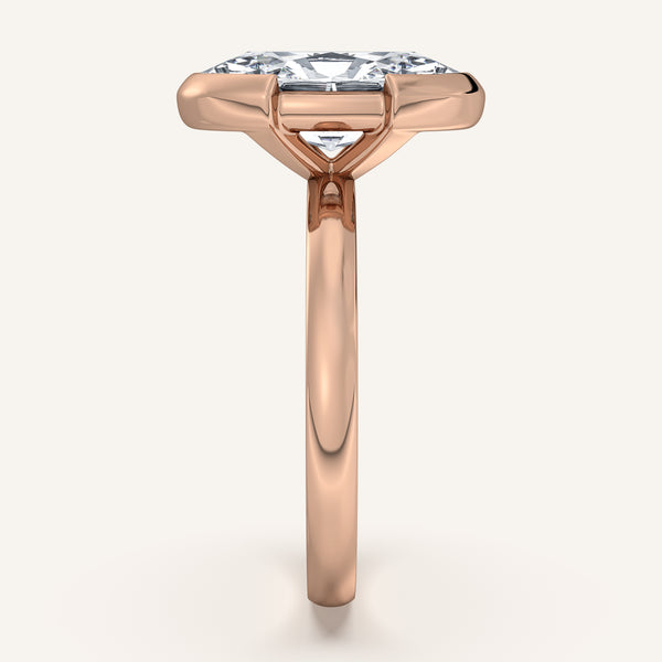 Moval Half Bezel Engagement Ring | 18k Rose Gold