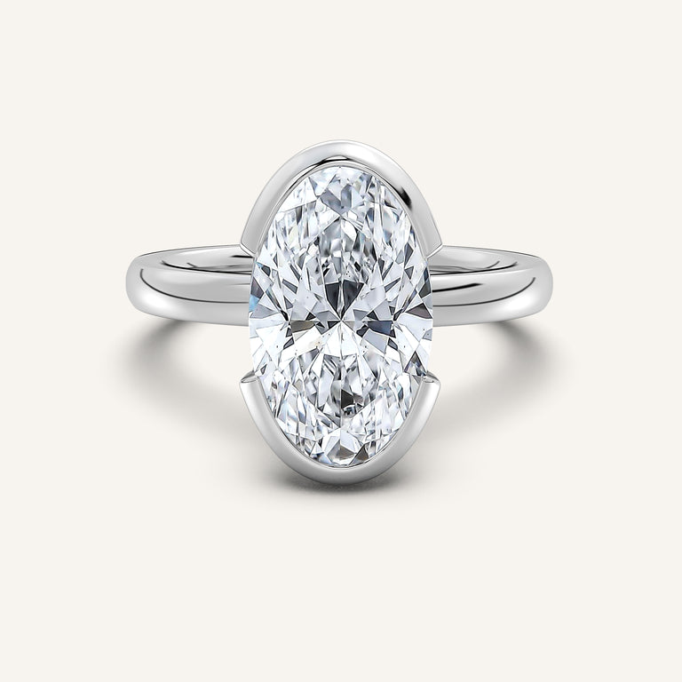 Image for Moval Half Bezel Engagement Ring | Platinum