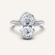 Image for Moval Half Bezel Engagement Ring | 14k White Gold