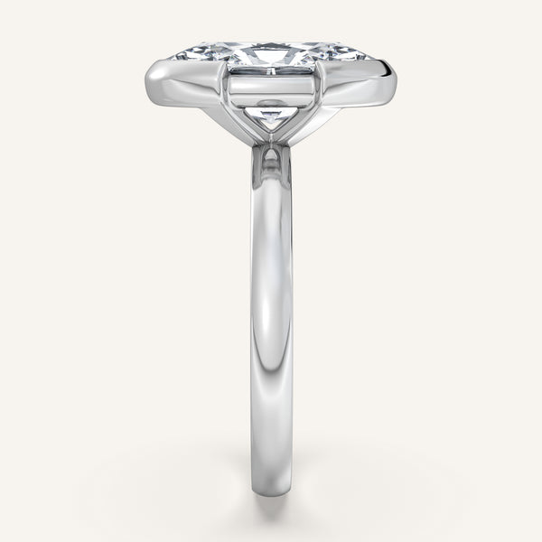 Moval Half Bezel Engagement Ring | 14k White Gold