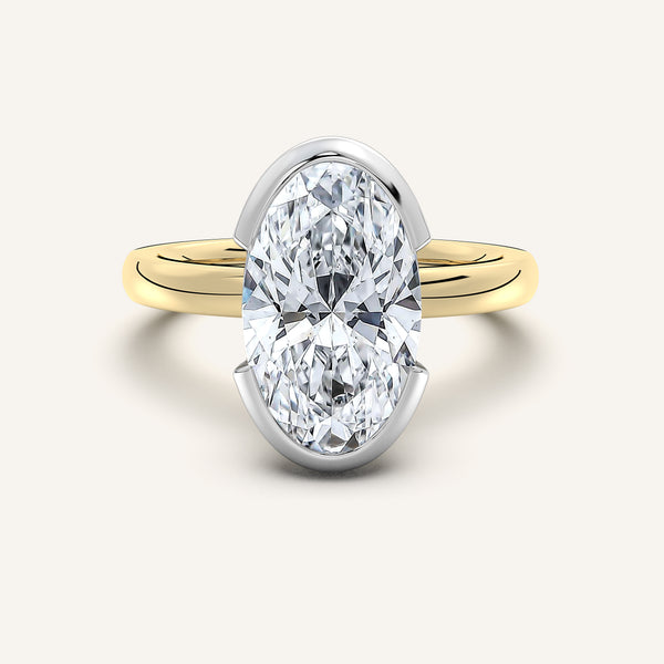 Moval Half Bezel Engagement Ring | 14k Two Tone