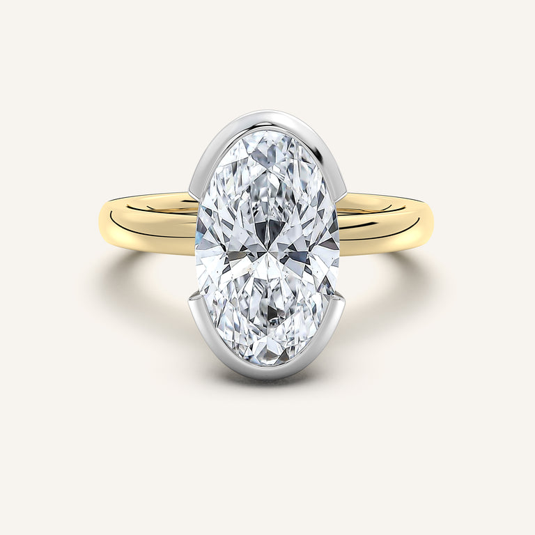 Image for Moval Half Bezel Engagement Ring | 18k Two Tone