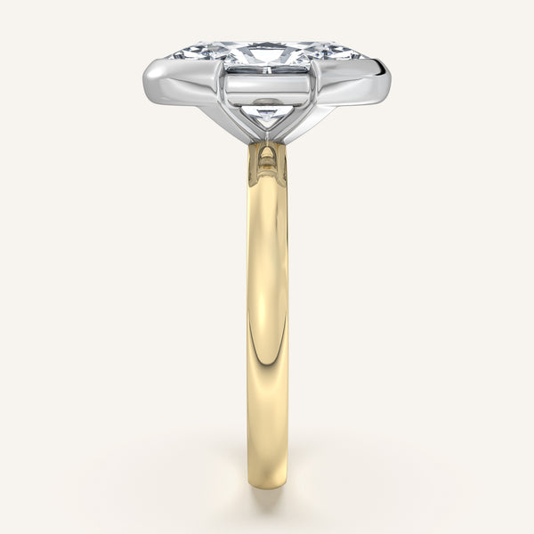 Moval Half Bezel Engagement Ring | 14k Two Tone