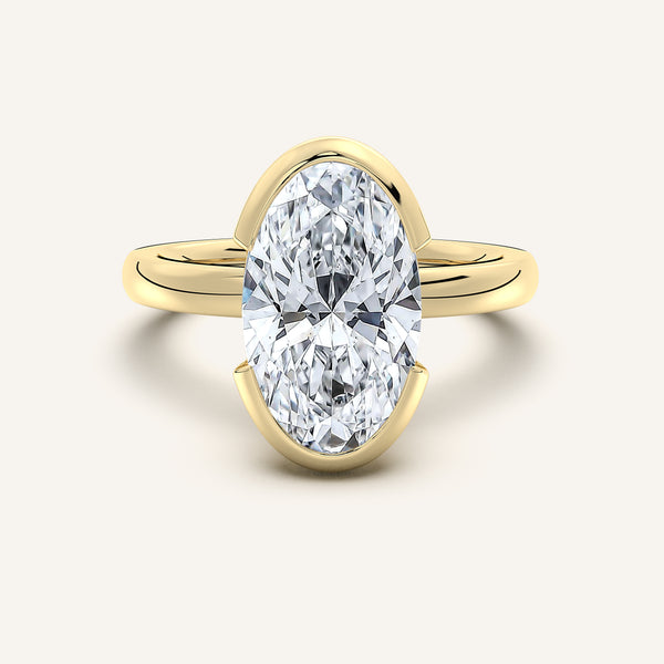 Moval Half Bezel Engagement Ring | 18k Yellow Gold