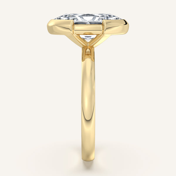Moval Half Bezel Engagement Ring | 18k Yellow Gold