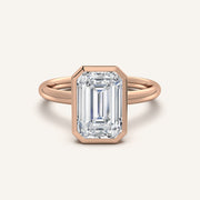 Image for Emerald Cut Bezel Set Engagement Ring | 14k Rose Gold