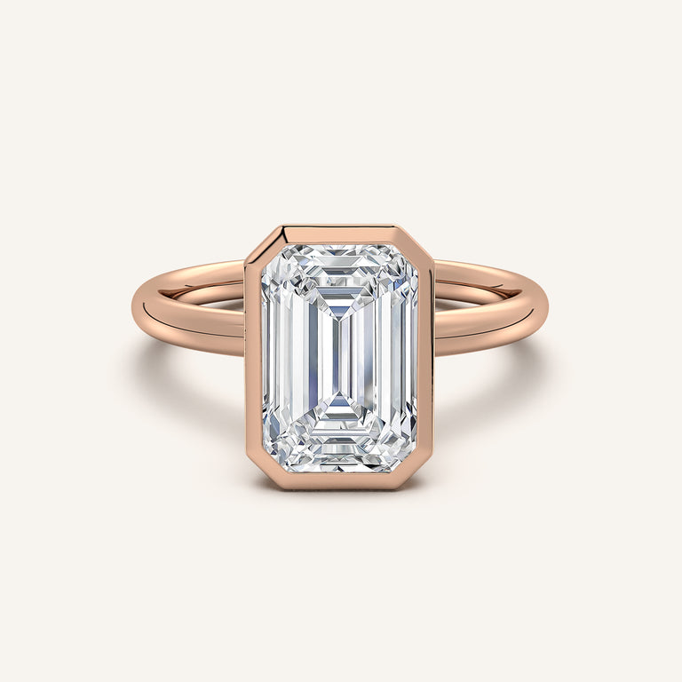 Image for Bezel Set Emerald Cut Engagement Ring | 18k Rose Gold