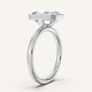 Image for Emerald Cut Bezel Set Engagement Ring | 18k White Gold