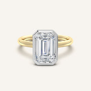Image for Emerald Cut Bezel Set Engagement Ring | 18k Two Tone