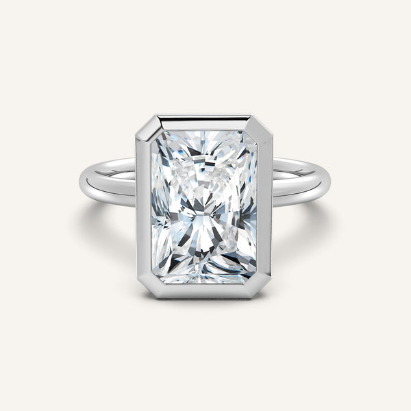 Bezel Set Engagement Ring | 18k White Gold
