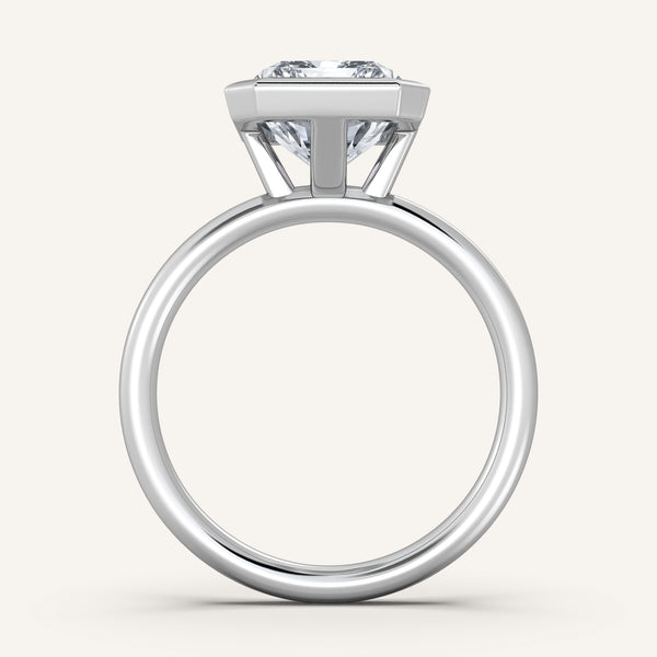 Bezel Set Engagement Ring | 18k White Gold