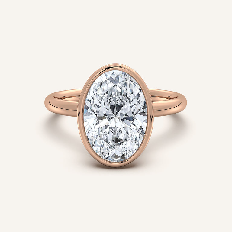 Image for Bezel Set Oval Engagement Ring | 18k Rose Gold