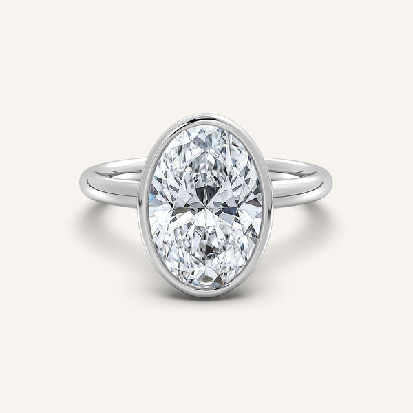 Bezel Set Engagement Ring | 18k White Gold