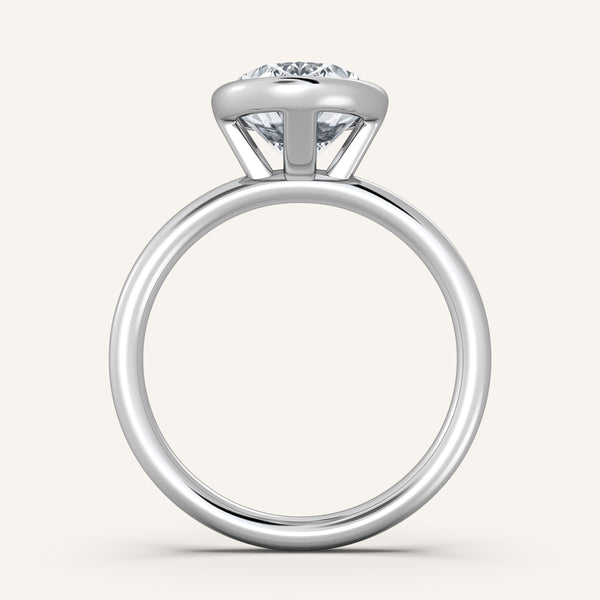 Bezel Set Engagement Ring | 14k White Gold