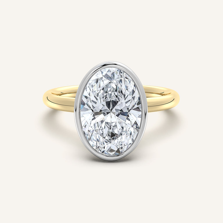 Image for Bezel Set Oval Engagement Ring | 18k Two Tone