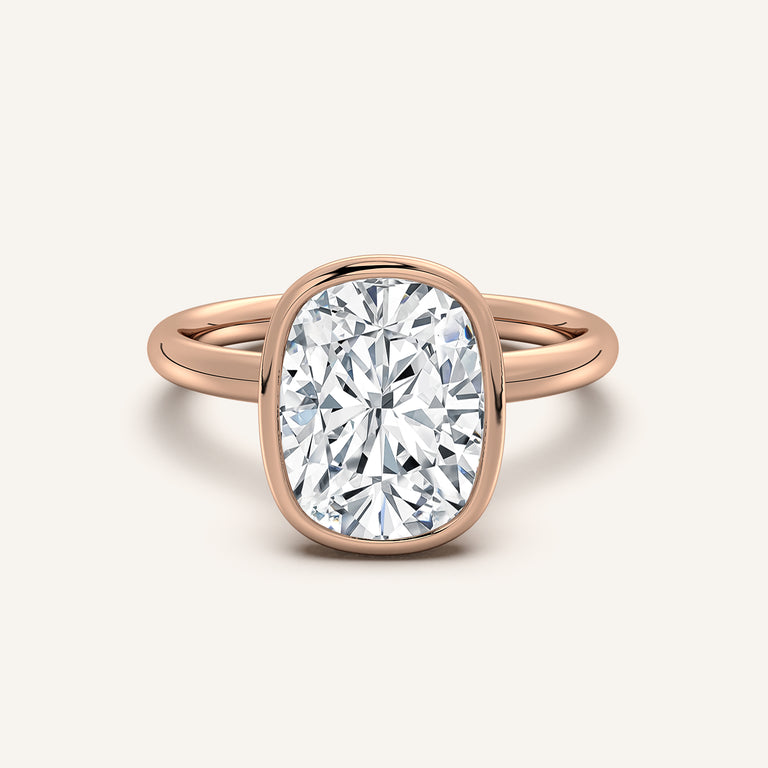 Image for Bezel Set Cushion Cut Engagement Ring | 18k Rose Gold