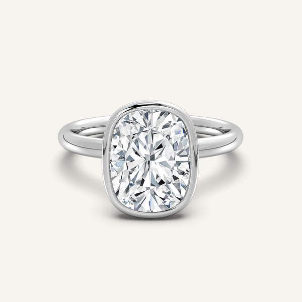 Bezel Set Engagement Ring | 14k White Gold