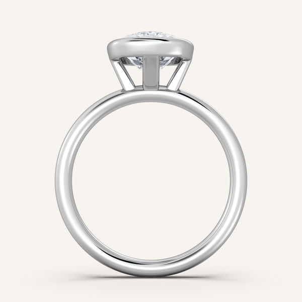 Bezel Set Engagement Ring | 18k White Gold