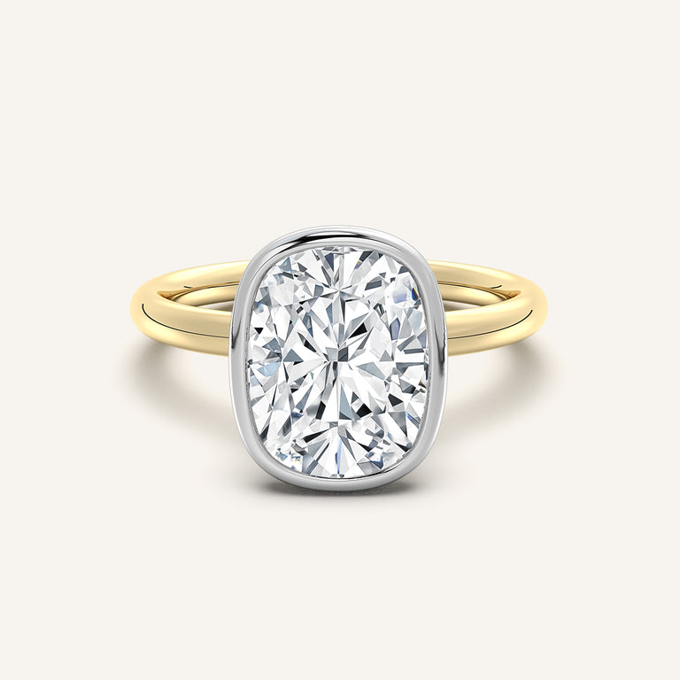 Image for Bezel Set Cushion Cut Engagement Ring | 18k Two Tone