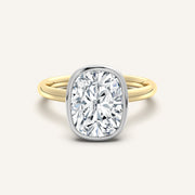 Image for Cushion Cut Bezel Set Engagement Ring | 18k Two Tone