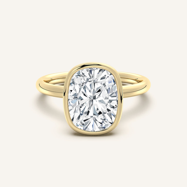 Image for Cushion Cut Bezel Set Engagement Ring | 14k Yellow Gold