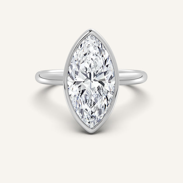 Bezel Set Engagement Ring | 18k White Gold