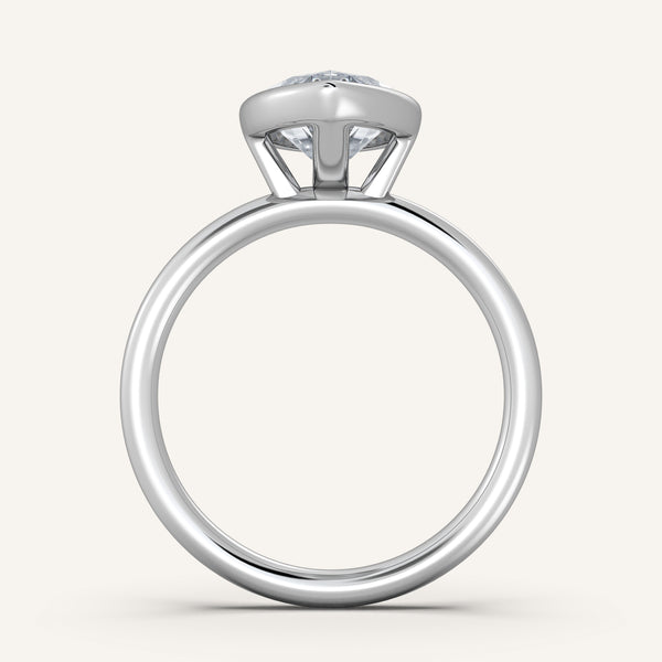 Bezel Set Engagement Ring | 18k White Gold