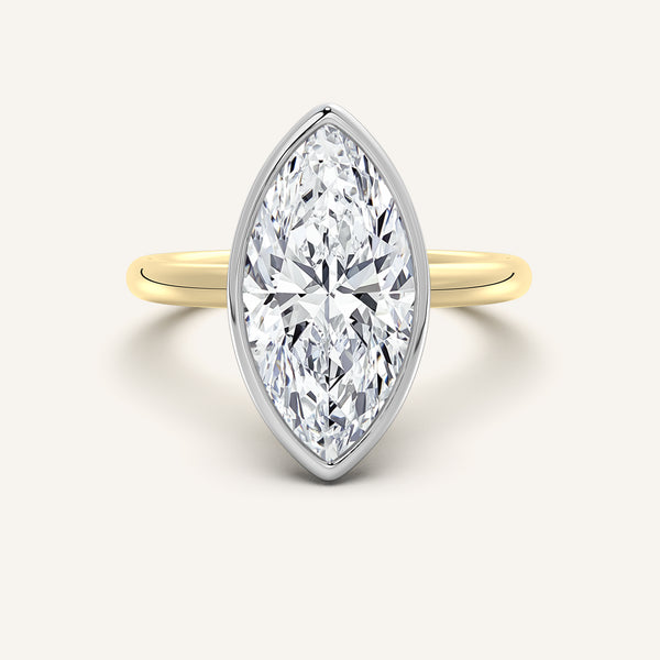 Bezel Set Engagement Ring| 18k Two Tone