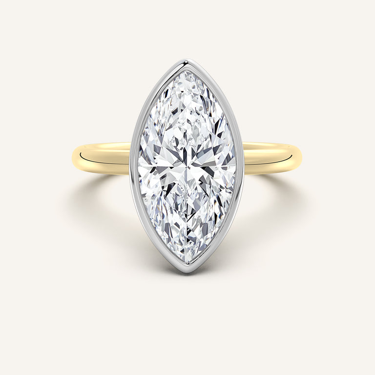 Image for Bezel Set Marquise Engagement Ring | 18k Two Tone