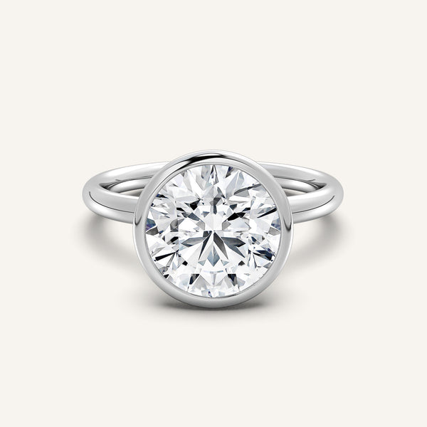 Bezel Set Engagement Ring | 14k White Gold