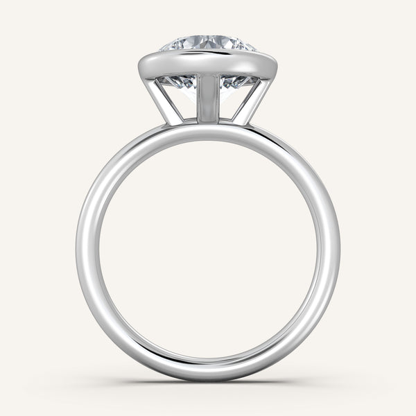 Bezel Set Engagement Ring | 14k White Gold