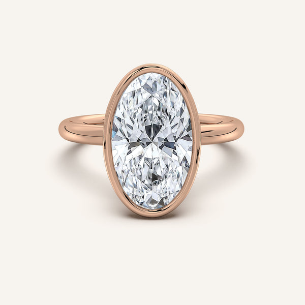 Moval Bezel Set Engagement Ring | 18k Rose Gold