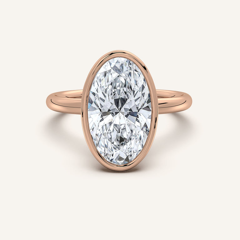 Image for Bezel Set Moval Engagement Ring | 18k Rose Gold