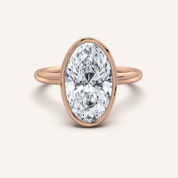 Moval Bezel Set Engagement Ring | 14k Rose Gold